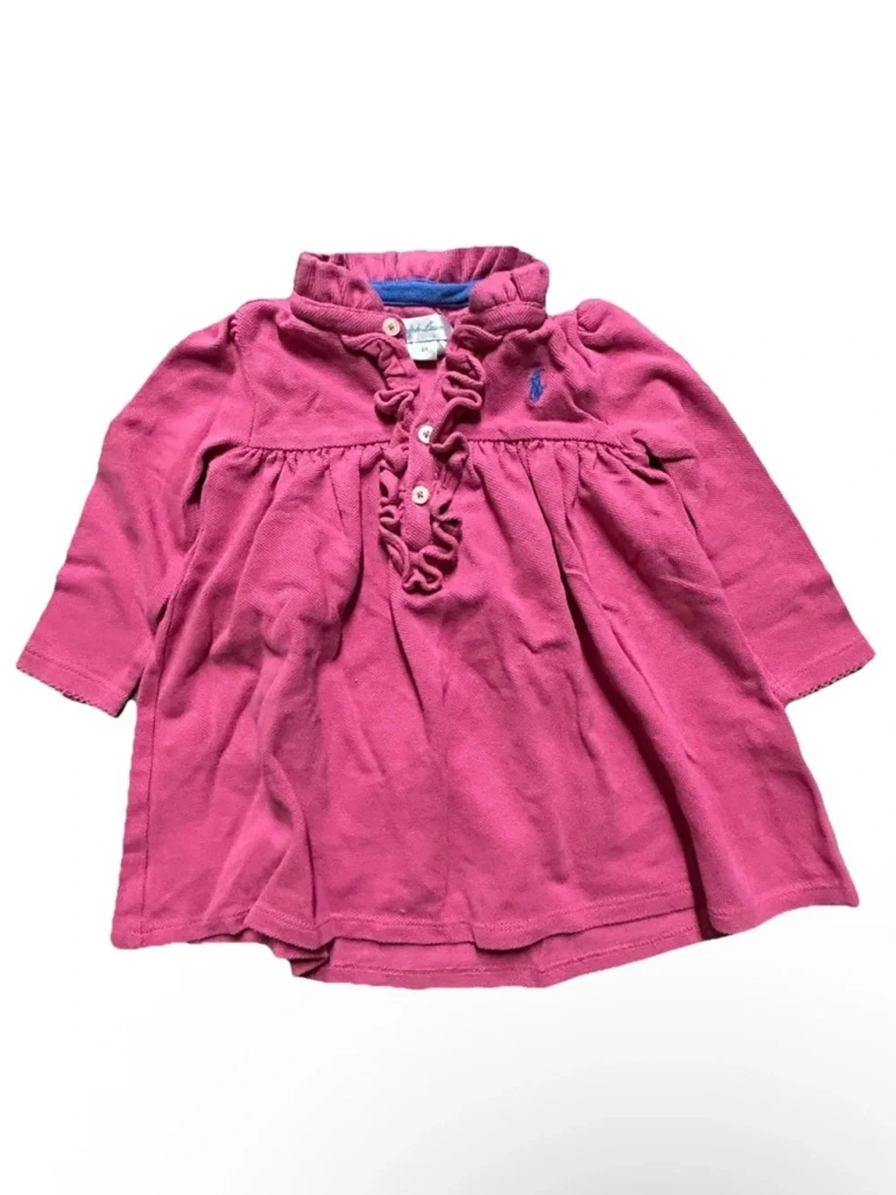 Baby Girl Pink Ralph Lauren Long Sleeve Dress Diaper Cover Size 6 Months